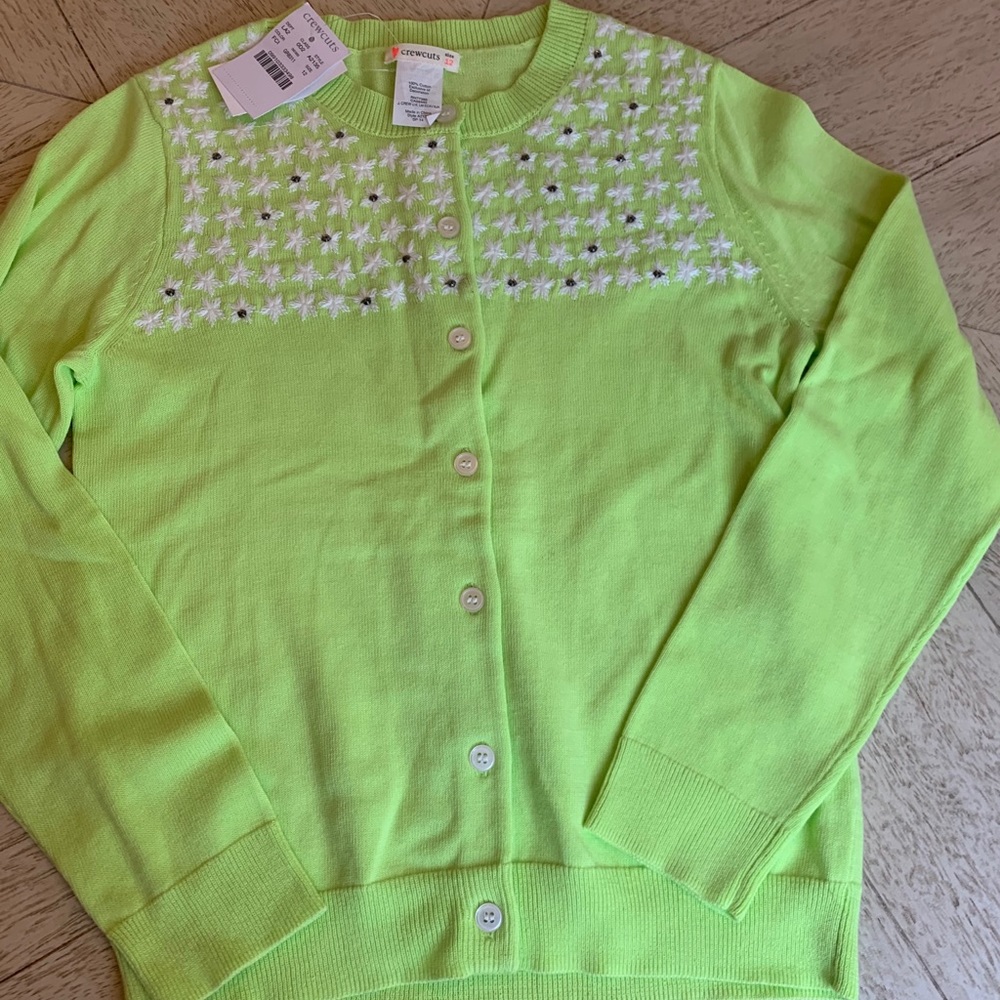 Crewcuts NWT lime green cardigan (12)